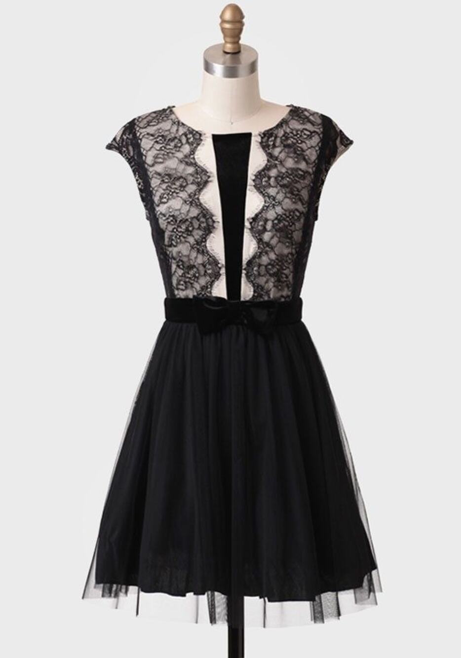 Mystic Black Lace Sleeveless Tulle Mini Dress Women's
